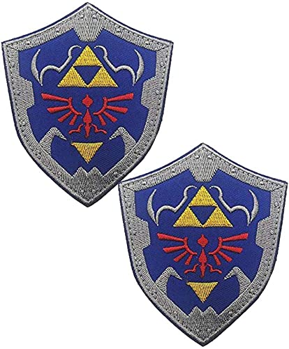 Heiorpai 2 x Legend of Zelda Link Shield Hyrule's Royal Crest Logo Patch bestickt dekorative Klettverschlüsse Backing Patch von Heiorpai