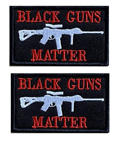 Heiorpai Black Guns Matter Patch bestickt, dekorativer Klettverschluss, 2 Stück von Heiorpai