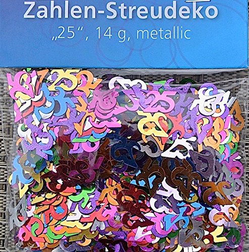 HEKU® Tischstreu Tischkonfetti Streudeko 14g. metallic (7,14€/100g) (Zahlen 25) von Heku