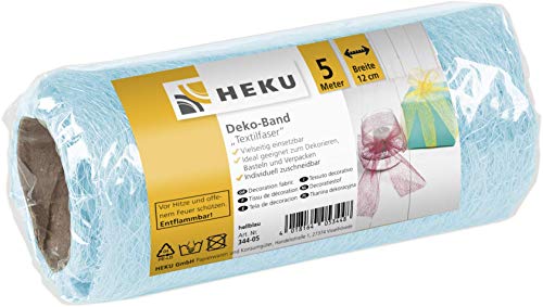 HEKU 30344-05: Textilfaser Deko-Band, hellblau, 12cm, 5m x 12 cm von Heku