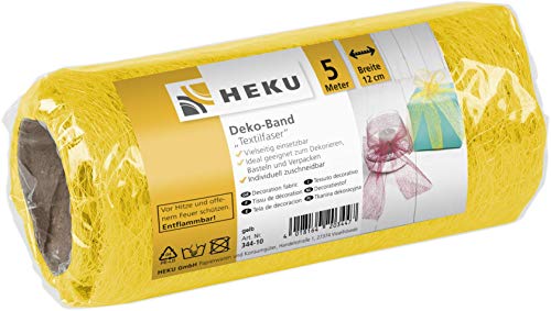 HEKU 30344-10: Textilfaser Deko-Band, gelb, 12cm, 5m x 12 cm von Heku