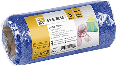 HEKU 30344-18: Textilfaser Deko-Band, blau, 12cm, 5m x 12 cm von Heku