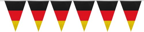 HEKU Wimpelkette mit 20 Wimpeln Deutschland Flagge I Wetterfest, 10 Meter lang I Große, auffällige Wimpel I Ideal für Veranstaltungen, mit integriertem Befestigungsband von Heku