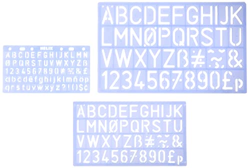 Helix Profi-Winkelmesser x3 Letter Stencils (Various Sizes) blau von Helix