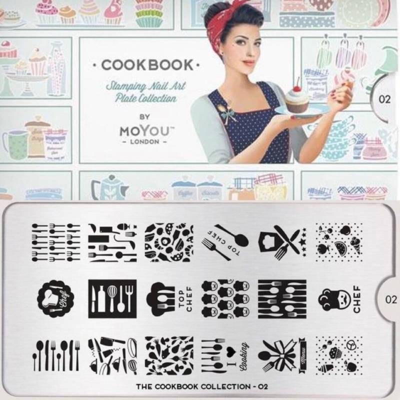 Moyou London Stempelteller - Kochbuch 02 Gabellöffel Messer Kochhut Küche Kochen von HellCatNails