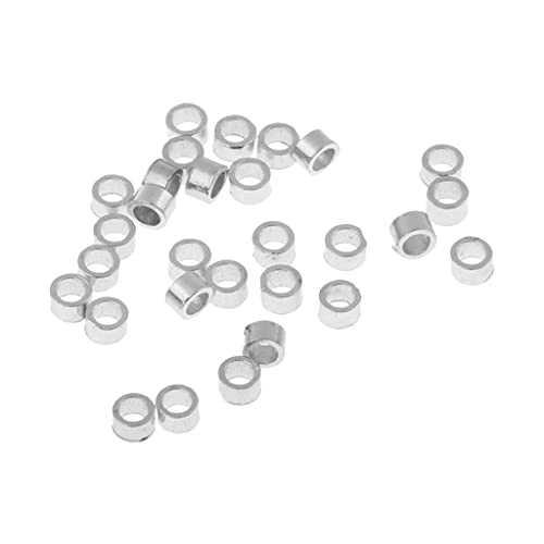 30Pcs 1mm 925 Sterling Silber Zwischenperlen Metallperlen Perlenkappen Perlen für Armbänder zum Basteln Bastelperlen Set mit Loch - Silber von Hellery