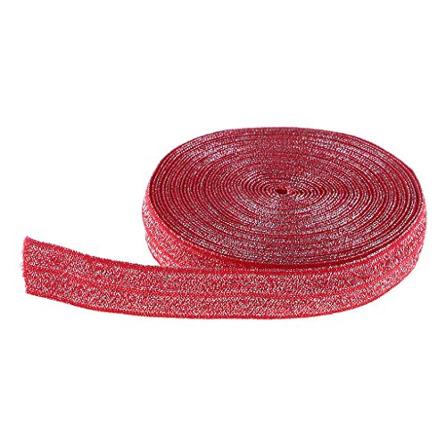 Hellery Gummibänder Gummiband Gummilitze für Kleidung & Deko - 5 Yards lang & 15 mm breit - rot von Hellery