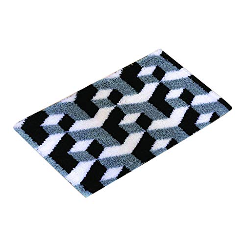 Hellery Knüpfpackung & Erwachsene, Groß Knüpfteppich, Knüpfwolle, Knüpfset, Knüpfen, Knüpfkissen 80x50 cm, Schwarzweiss-Streifen von Hellery