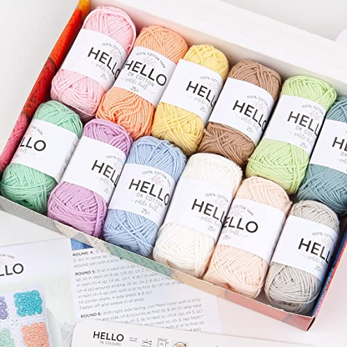 Hello Garn, 100% Baumwolle, 12 Knäuel, Pastellfarben von Hello Yarn