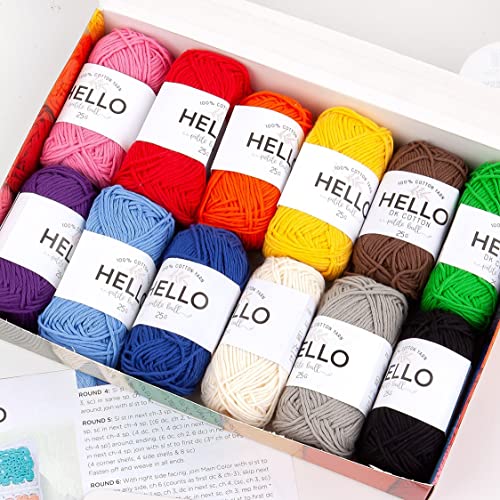 Hello Garn, 100% Baumwolle, 12 Knäuel, Sortiment von Hello Yarn