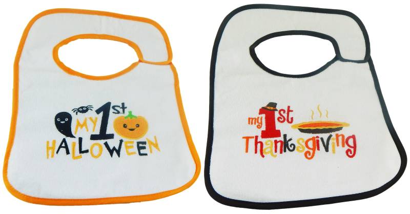 Baby's First Halloween & Thanksgiving Lätzchen Set - 2Pk von HelloBabyWonder