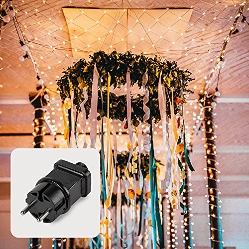 hellum-Lichternetz außen warmweiße Buschbeleuchtung 160 warm-weiße LED 2x2m für Balkon Hauswand Beleuchtung von Pavillon Garten für Party Weihnachten Hochzeit geeignet für Innen und Außen 577853 von hellum