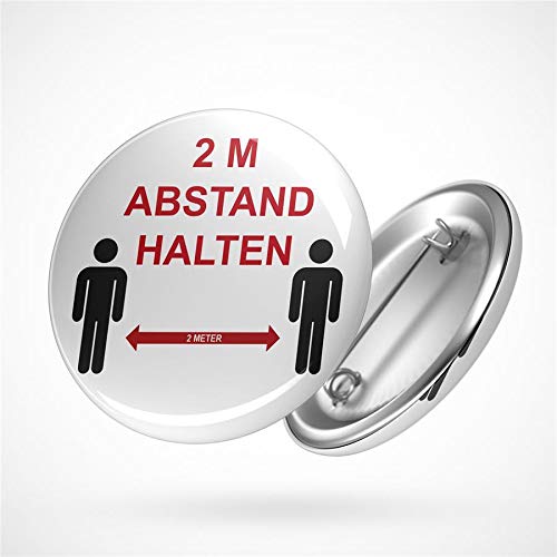 Hellweg Druckerei Button Anstecker 2 Zwei Meter Abstand halten Warnhinweis Achtung Corona x 1 von Hellweg Druckerei