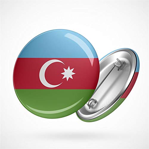 Hellweg Druckerei Button Anstecker Azerbaijan Aserbaidschan Republik Flag Badge Geschenk Idee Abzeichen Pin von Hellweg Druckerei