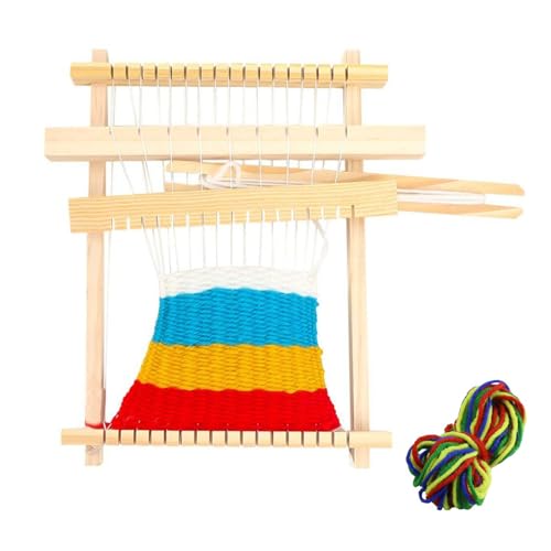 Webrahmen, Webstuhl Kinder, Schulwebrahmen, Holzwebrahmen, Holzwebstuhl, Webstuhl Aus Holz, Holz Handstrickmaschine, Mini Holz Loom, DIY Strickwebstuhl Set mit Kamm&Schiffchen, Für Anfänger von Helweet