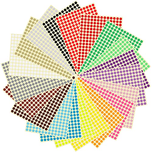 5200 Stück Runde Klebepunkte, 8 mm Aufkleber Bunte Punkte 20 Blatt 20 Farben Selbstklebende Runde Sticker für Büro, Familie, Schule, Kinder, Freizeit von Hemiks