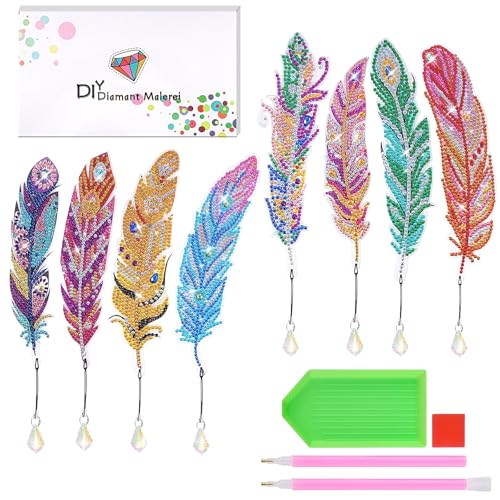 Hemiks 8 Stück Diamond Painting Kinder, Bastelset Geschenke für Mädchen ab 6 7 8 9 10 11 12 Jahre Lesezeichen Kinder DIY Spielzeug Lesezeichen Basteln Ostern Geschenke für Mädchen Erwachsene von Hemiks