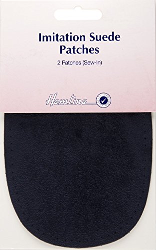 Hemline Aufnäher Flicken Veloursleder, 10 x 15 cm, Navy Blau, 2 Stück von Hemline