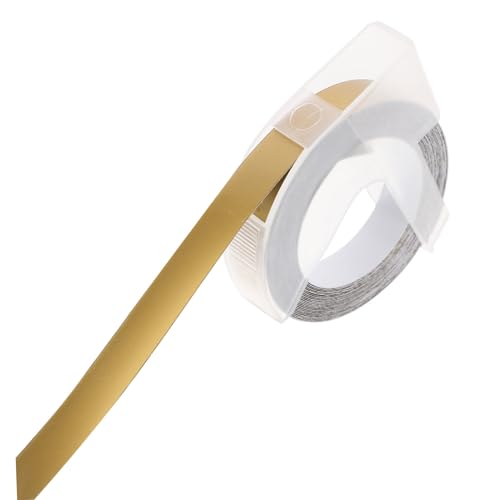 Hemobllo 1 Rolle Etiketten drucken farbiges Abdeckband Etikettenband Etikettenhersteller Etiketten für manuelle Etikettendrucker praktisches 3D-Handbuchetikett Papier Golden von Hemobllo