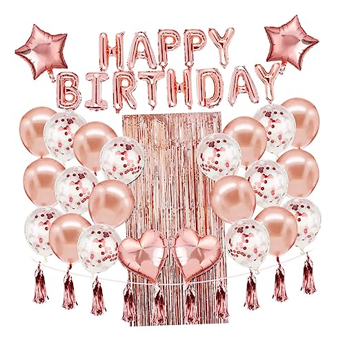 Hemobllo 1 Satz Konfetti-Ballon-Set Quaste Regenvorhang metallische Vorhänge Streifen wandverkleidung wand polsterung Partyzubehör Fransenvorhang zum Geburtstag Aluminiumfolie Rose Gold von Hemobllo