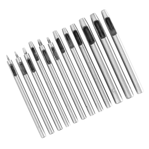 Hemobllo 12-Teiliges Set leder locher Werkzeug Allzweckmesser Maschine automatisch Stift hole punch lochfinder Lederlocher Lochstanzer -Stempel hohler Puncher legierter Stahl Silver von Hemobllo