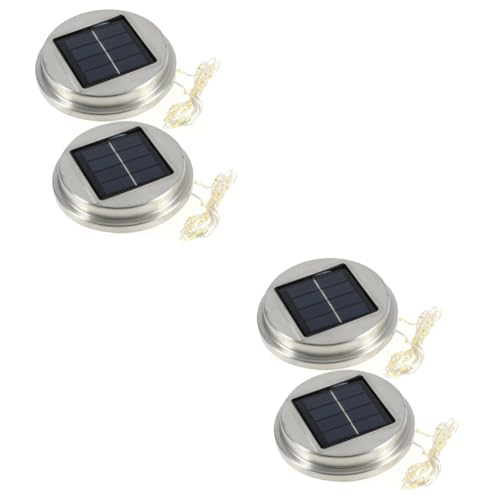 Hemobllo 2 Sätze Crack-ball-lampenabdeckung Solarlampen Solarleuchten Energiesparend Solar-pfahlleuchten Mini Mason-deckel-solarlampe Deckel Für Solarlicht Rostfreier Stahl 2 Stück * 2 von Hemobllo