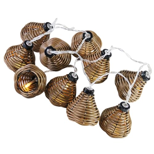 Hemobllo Schnur Dekorative Lichterkette Aus Rattanimitat Lichtkabel Leuchte Girlandenlichter Tischlampe Aus Rattan Rattanlicht Im Freien Rebendekoration Sport Light Brown von Hemobllo