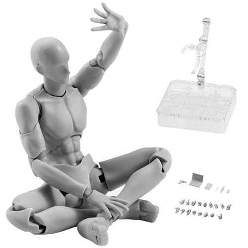 Actionfigur Körper, 15 cm/5,9inch PVC -Künstler Manikin Actionfigur mit Stützen, mini bewegliche Gesten menschliches Mannequin -Modell zum Skizzieren, Malerei, Zeichnen (männlich) von Hemore