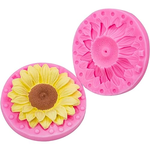 Hemore Sonnenblumenform Silikon, 3D Sonnenblumen Silikonform für Fondant -Stammkuchen, die Kerzenseife Backgebäckpolymer Ton dekorieren von Hemore