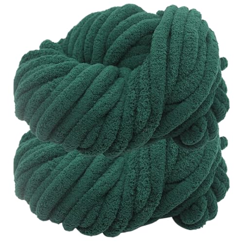 Klobiges Garn zum Häkeln, 2pcs 250 g/roll sperrig dickes flauschiges Garn, weiches Häkelgarn für Wurf -Decken Kissen Armstricken (dunkelgrün). von Hemore