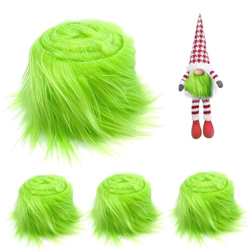 Plüschstoff 4pcs 2x59 zitterndes synthetischer Stoff atmungsaktives DIY Cuttable Decree Craft Stoff für Gnomherstellung, Weihnachtsbaum -Verzierungen, Kleidung Design, Fluoreszierendes Grün, Handwerk von Hemore