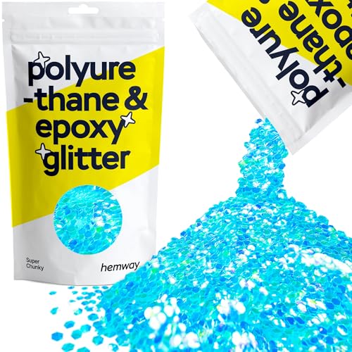 Glitzer für Harz Babyblau schillernde Metallic-Kristalle für Epoxidharz-Bastelarbeiten superklobige Flocken Trinkgläser Wachsschmelze 100 g/3,5 oz von Hemway