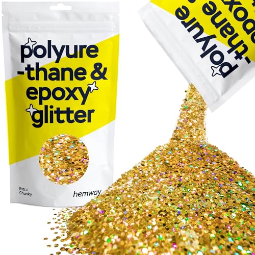 Glitzer für Harz Gold holografische Metallic-Kristalle für Epoxidharz extra dicke Flocken Trinkgläser Wachsschmelze 100 g von Hemway