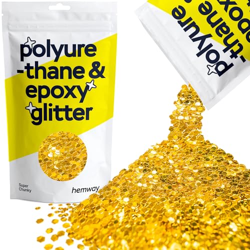 Glitzer für Harz Goldmetallic-Kristalle für Epoxidharz superdicke Flocken Becher Wachsschmelze 100 g von Hemway