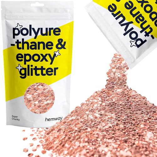 Hemway Polyurethan & Epoxidharz-Glitzer 100g / 3.5oz Metallischer Kristallflockenzusatz für Bodenbeläge, Schmuck, Becher, Glaspigment - Super Chunky (1/8" 0.125" 3mm) - Rotgold von Hemway