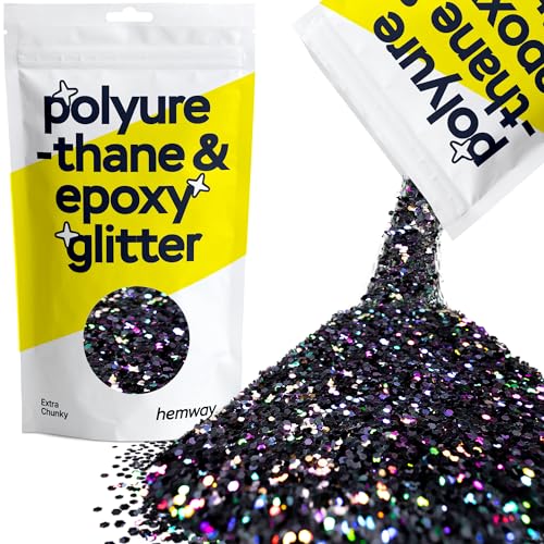 Glitzer für Harz schwarze holografische Metallic-Kristalle für Epoxidharz-Bastelarbeiten extra dicke Flocken Trinkgläser Wachsschmelze 100 g von Hemway