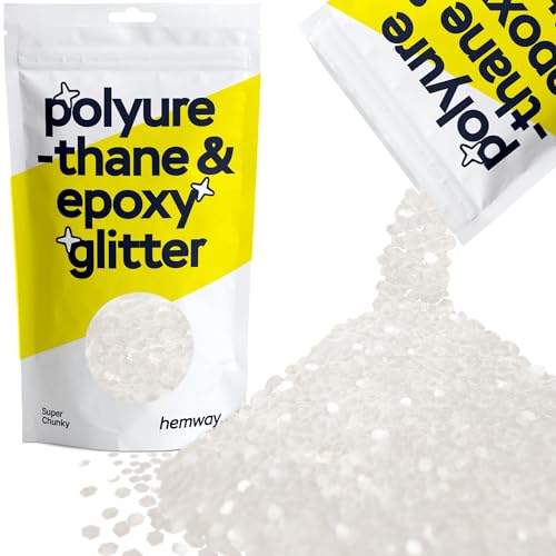 Hemway Polyurethan & Epoxidharz-Glitzer 100g / 3.5oz Metallischer Kristallflockenzusatz für Bodenbeläge, Schmuck, Becher, Glaspigment - Super Chunky (1/8" 0.125" 3mm) - Weiß Irisierend von Hemway