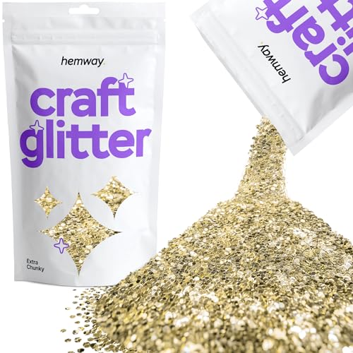 Hemway Champagne Craft Glitter 100g 3,5 Unzen Extra-Chunky 1/24" 0,040" 1MM für Kunsthandwerk Tumblers Papier Glasdekorationen Verschönern von Hemway