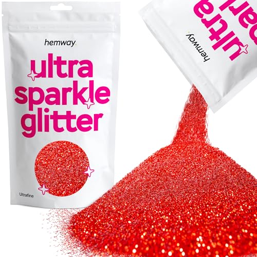 Hemway Ultra-Schein-Glitter Red 100g / 0,35 Unzen Multi-Purpose-Epoxidharz-Kunsthandwerk Kosmetik Sicher Körperbehaarung Gesicht Nagel Hochzeit Kunst Schönheit Tumblers Blumen Puder-Staub-Premium- von Hemway