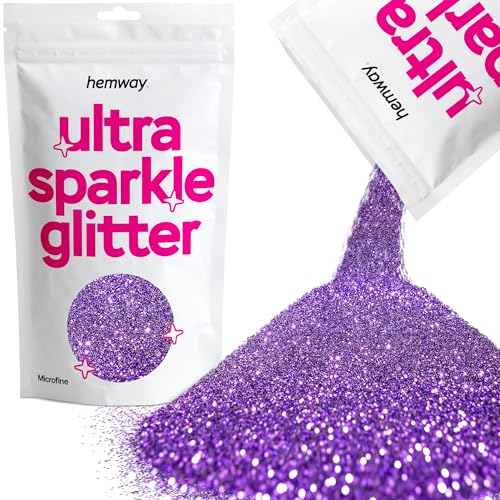 Hemway (Purple) MICROFINE- Premium-Multi Purpose Glitter 1/256" .004" 0,1mm 100 Mikron Staub/Pulver 100g Einzigartige Farben für die Verwendung mit Handwerk Weinglas-Kunst-DIY Dekoration Hochzeiten von Hemway