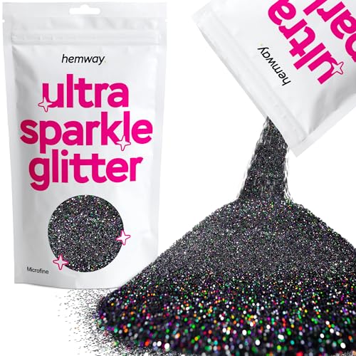 Hemway (Schwarz Holographische) MICROFINE- Premium-Multi Purpose Glitter 1/256" .004" 0,1mm 100 Mikron Staub/Pulver 100g Einzigartige Farben für die Verwendung mit Handwerk Weinglas-Kunst-DIY von Hemway