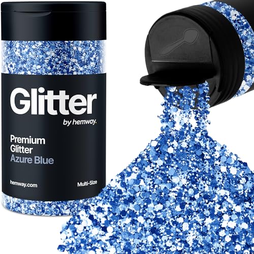 Hemway Azurblau 5 Größe Glitzer Mischen 120g/4.2oz Fein Grob Metallisch Harz Handwerk Multi-Größe Glitzer Paillette Shaker für Epoxid, Haare Gesicht Körper Auge Nagel Kunst Festival Party von Hemway