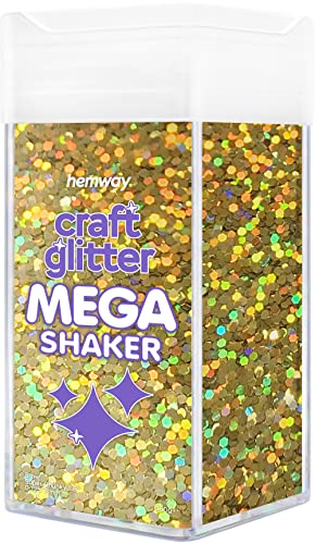 Hemway Glitter MEGA Craft Shaker 360g Gold-Holo Super-Chunky 1/8" 0,125" 3mm-Polyester-Puder-Dekoration-Harz Tumblers Gemälde Kunst Hochzeit Tabelle von Hemway