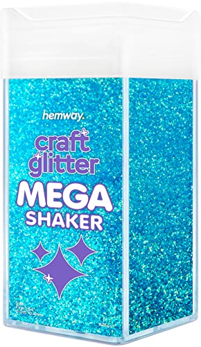 Hemway BULK Glitter 425g / 15oz MEGA Craft Shaker Glitter for Nails, Resin, Tumblers, Arts, Crafts, Painting, Festival, Cosmetic, Body - Fine (1/64" 0.015" 0.4mm) - Fluorescent Blue von Hemway