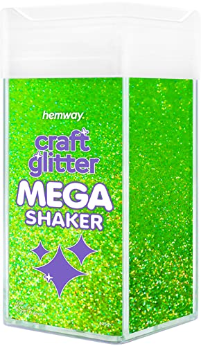 Hemway BULK Glitter 425g / 15oz MEGA Craft Shaker Glitter for Nails, Resin, Tumblers, Arts, Crafts, Painting, Festival, Cosmetic, Body - Fine (1/64" 0.015" 0.4mm) - Fluorescent Green von Hemway