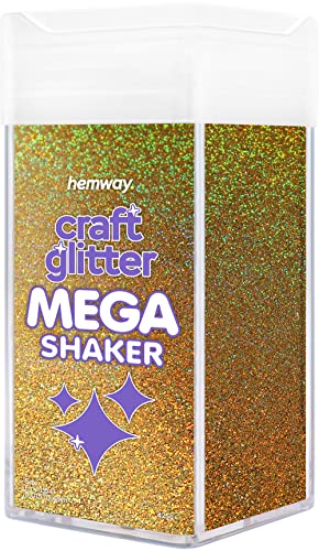 Hemway BULK Glitter 425g / 15oz MEGA Craft Shaker Glitter for Nails, Resin, Tumblers, Arts, Crafts, Painting, Festival, Cosmetic, Body - Fine (1/64" 0.015" 0.4mm) - Gold Holographic von Hemway