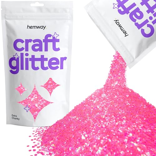 Hemway Baby Pink Craft Glitter 100g 3,5 Unzen Extra-Chunky 1/24" 0,040" 1MM für Kunsthandwerk Tumblers Papier Glasdekorationen Verschönern von Hemway