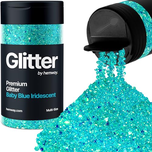 Hemway Babyblau Schillernd 5 Größe Glitzer Mischen 120g/4.2oz Fein Grob Metallisch Harz Handwerk Multi-Größe Glitzer Paillette Shaker für Epoxid, Haare Gesicht Körper Auge Nagel Kunst Festival Party von Hemway