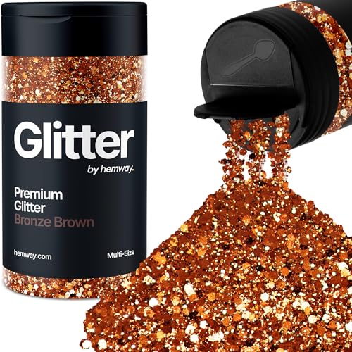 Hemway Bronze Braun 5 Größe Glitzer Mischen 120g/4.2oz Fein Grob Metallisch Harz Handwerk Multi-Größe Glitzer Paillette Shaker für Epoxid, Haare Gesicht Körper Auge Nagel Kunst Festival Party von Hemway