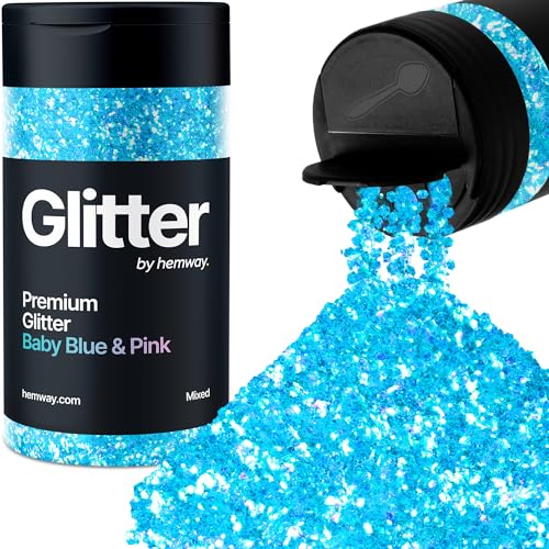 Hemway Chunky Glitzer 105g/3.7oz Mixed Craft Glitzer Puder Pailletten Metallische Flocken für Nail Art Körper Gesicht Auge Haar Fest, Epoxidharz Tumblers Handwerk, Party - Baby Blau Mit Pink Mix von Hemway